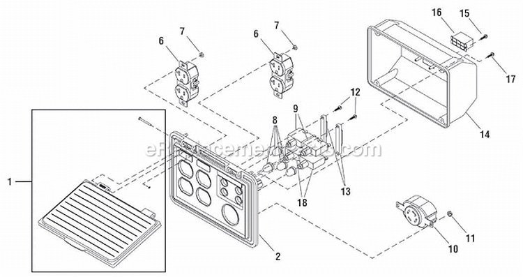 Control Panel Diagram and Parts List for 030242-0  Briggs and Stratton Generator